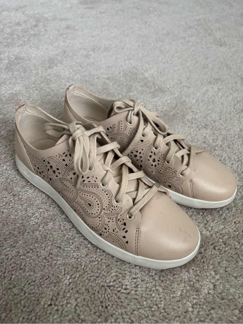 Cole Haan Beige Laser-Cut Lace-Up Sneakers